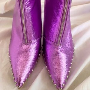 Wild Diva Purple Metallic Zip Up Boots